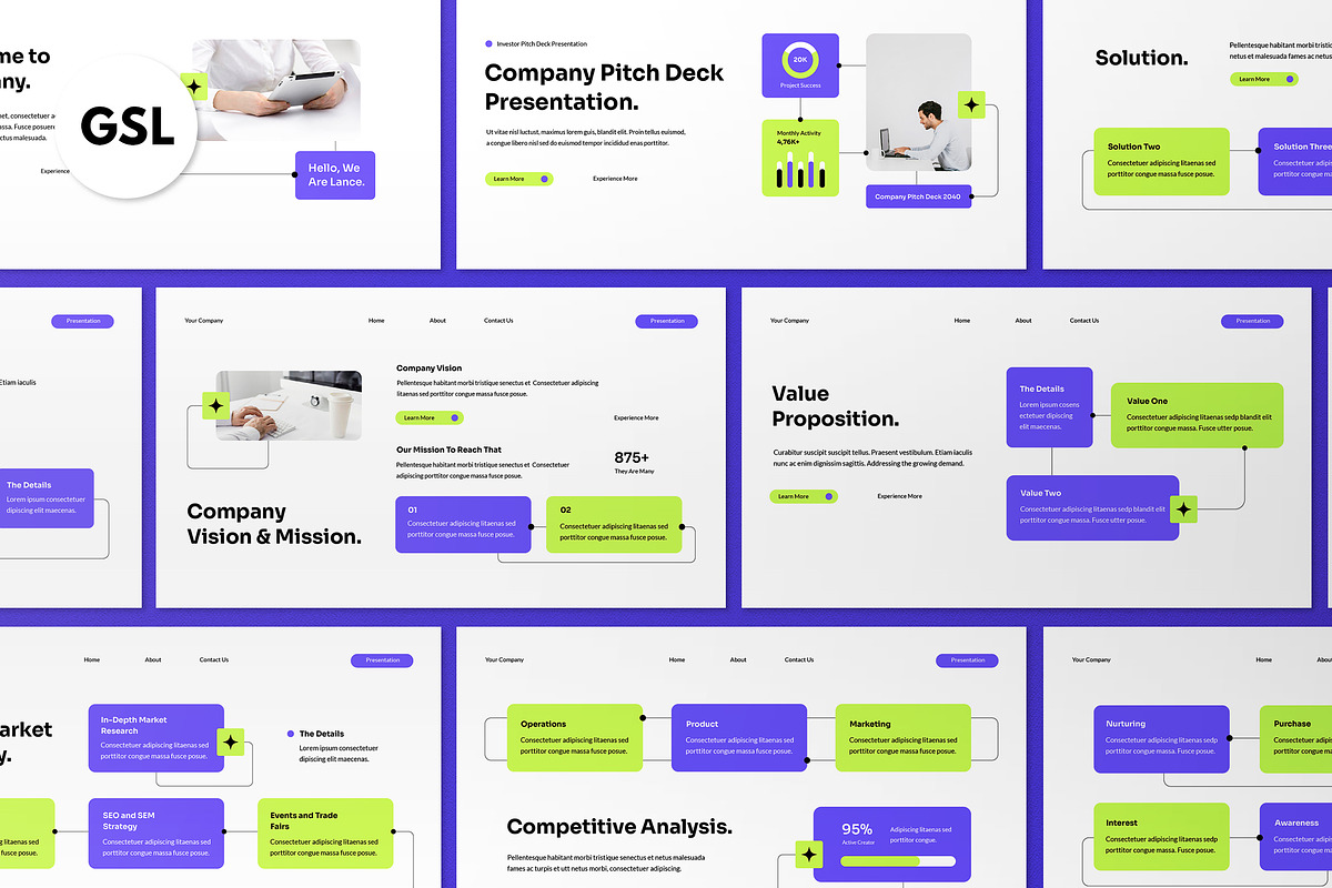 White Purple Pitch Deck Google Slide, a Presentation Template by graphicook (Photo 1 of 5)