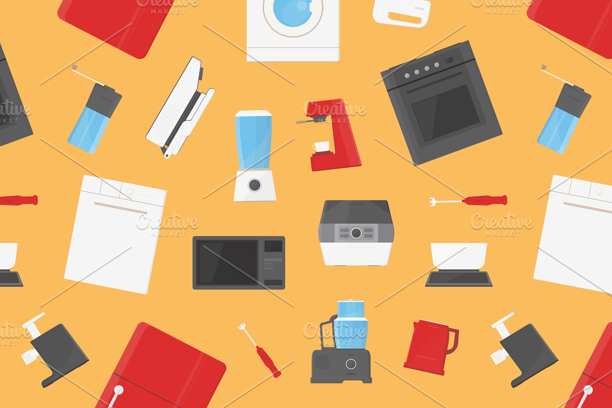 Kitchen appliances set, pattern, a Food Illustration by Good Studio (Photo 3 of 5)