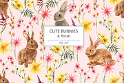 CUTE BUNNIES & florals, a Pattern Graphic by HannaStudio (Thumbnail 1 of 9)