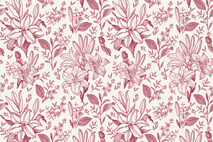 6 Seamless Flowers Lily Lilia Lilly