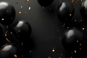 3D Realistic Black Happy Birthday Ba, a Photo by LOGOCREATIVE