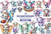 Cute Baby Elephants with Wings PNG, an Illustration by Pixels.Craft (Thumbnail 1 of 6)