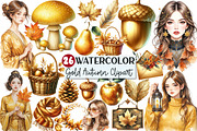 Watercolor Gold Autumn Clipart, an Illustration by Rose Art (Thumbnail 1 of 4)