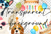 Dog Party Clipart Watercolor, an Animal Illustration by BigCakeBee (Thumbnail 2 of 4)