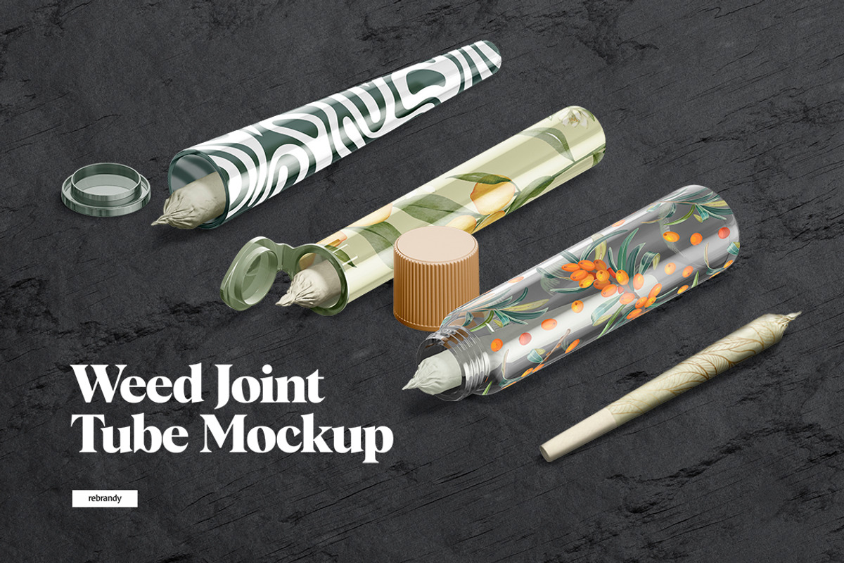 Weed Joint Pre-Roll Tube Mockup, a Packaging Mockup by rebrandy (Photo 1 of 10)