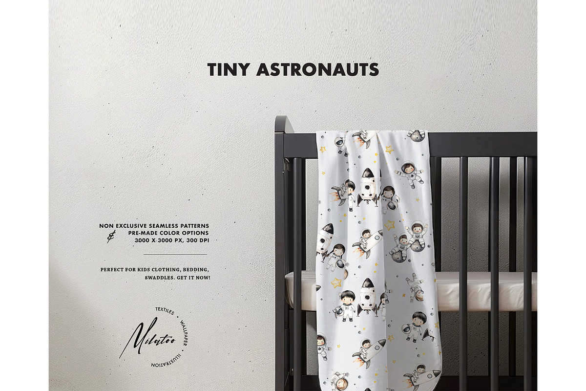 Little astronauts seamless pattern, a Pattern Graphic by Milatoo (Photo 4 of 7)
