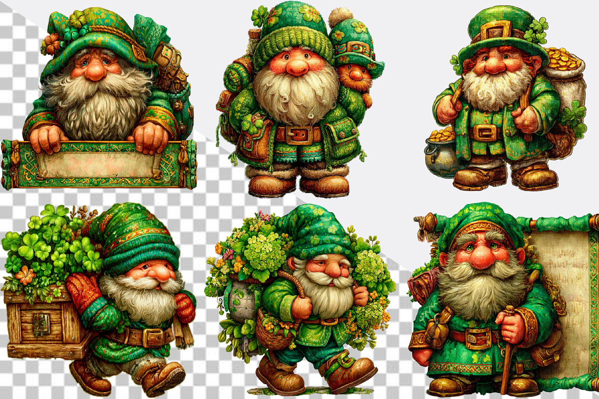 St. Patrick's Day Gnomes Clipart, an Illustration by SVGArt (Photo 2 of 7)