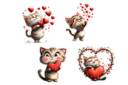 Valentine's Cute Cat Clipart, an Illustration by Dream Creation (Thumbnail 5 of 5)