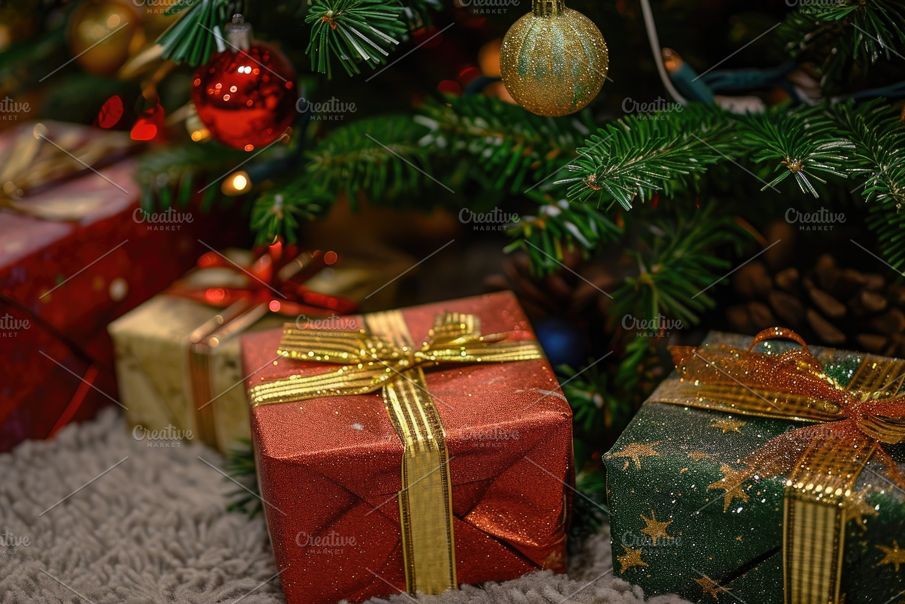 Festive Christmas Tree With Colorful, a Photo by Iftikhar Alam