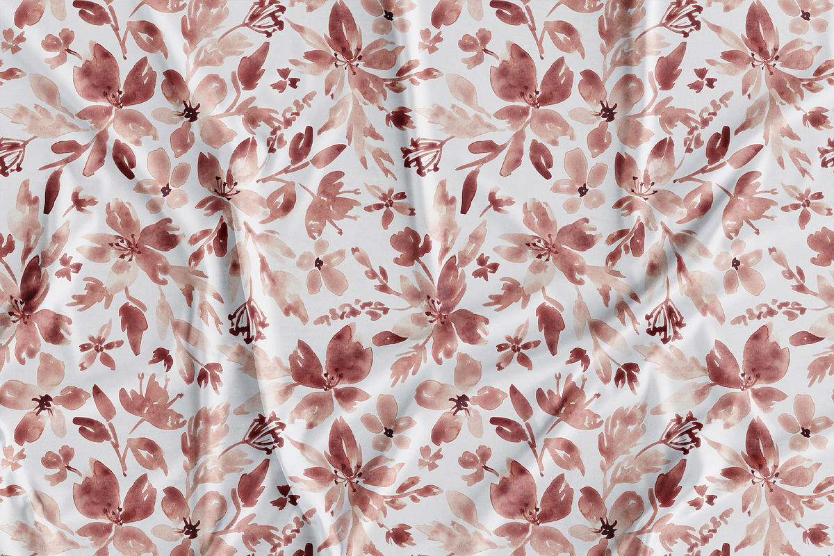 Blush Blossom Watercolor Flora Print, a Pattern Graphic by SirenaArt (Photo 4 of 16)