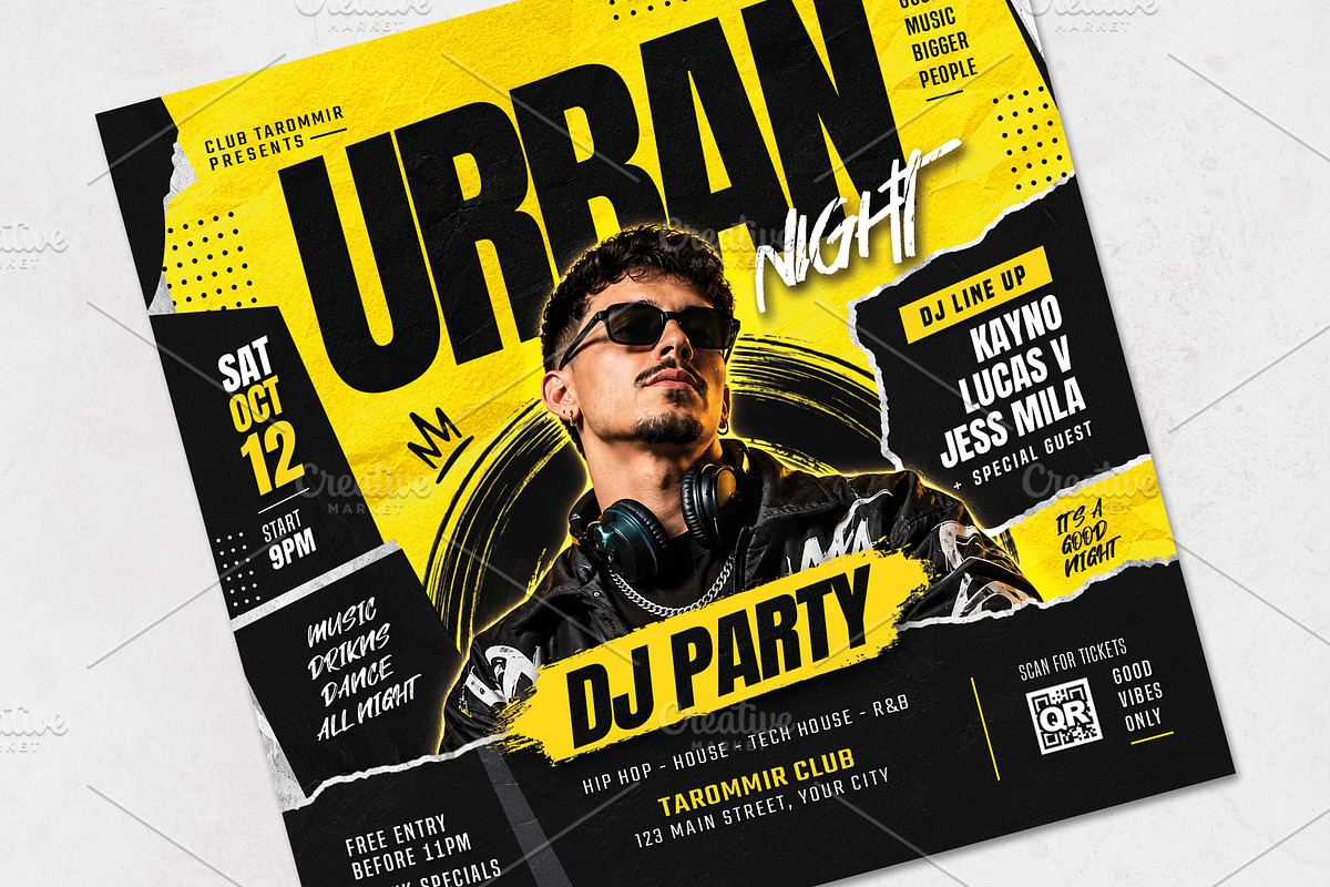 Urban Night DJ Party Flyer Template, a Flyer Template by Tarommir (Photo 3 of 3)