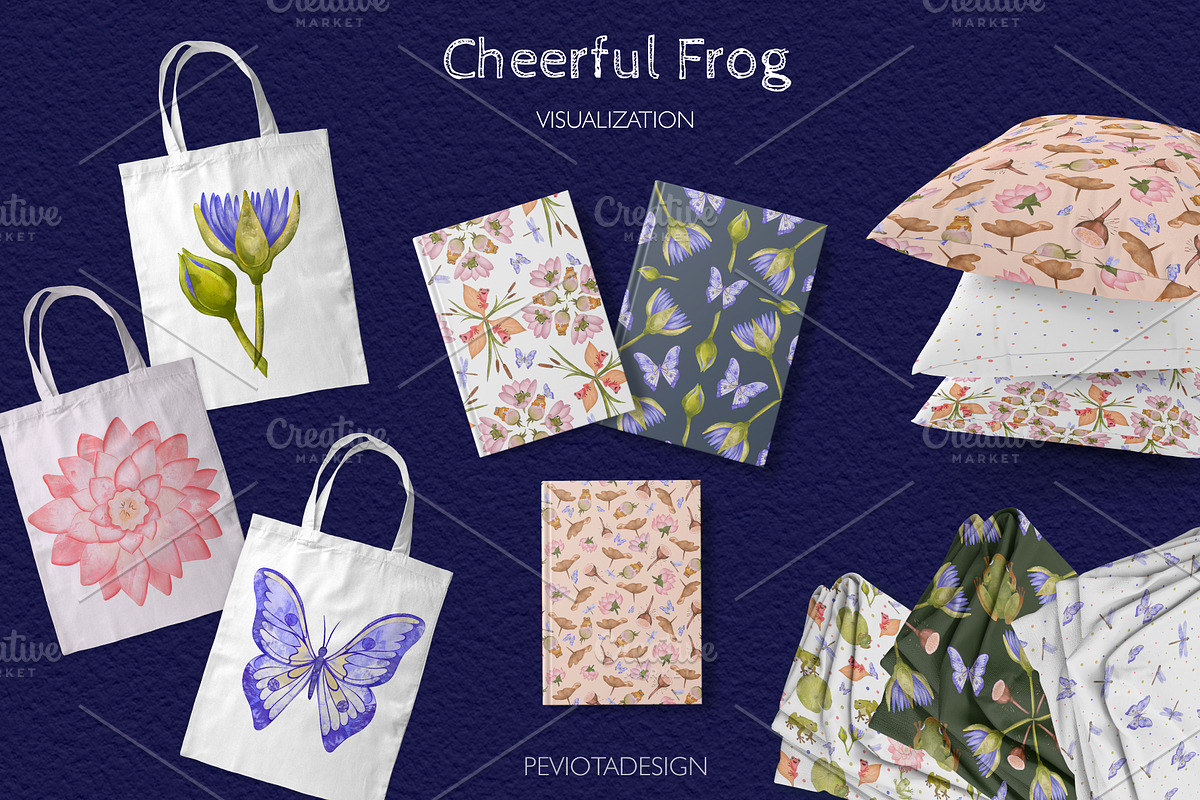 Garden collection, frogs, butterfly, a Pattern Graphic by Peviotadesign (Photo 3 of 7)