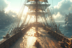 Sailing through misty waters at dawn, a Photo by Tanuart