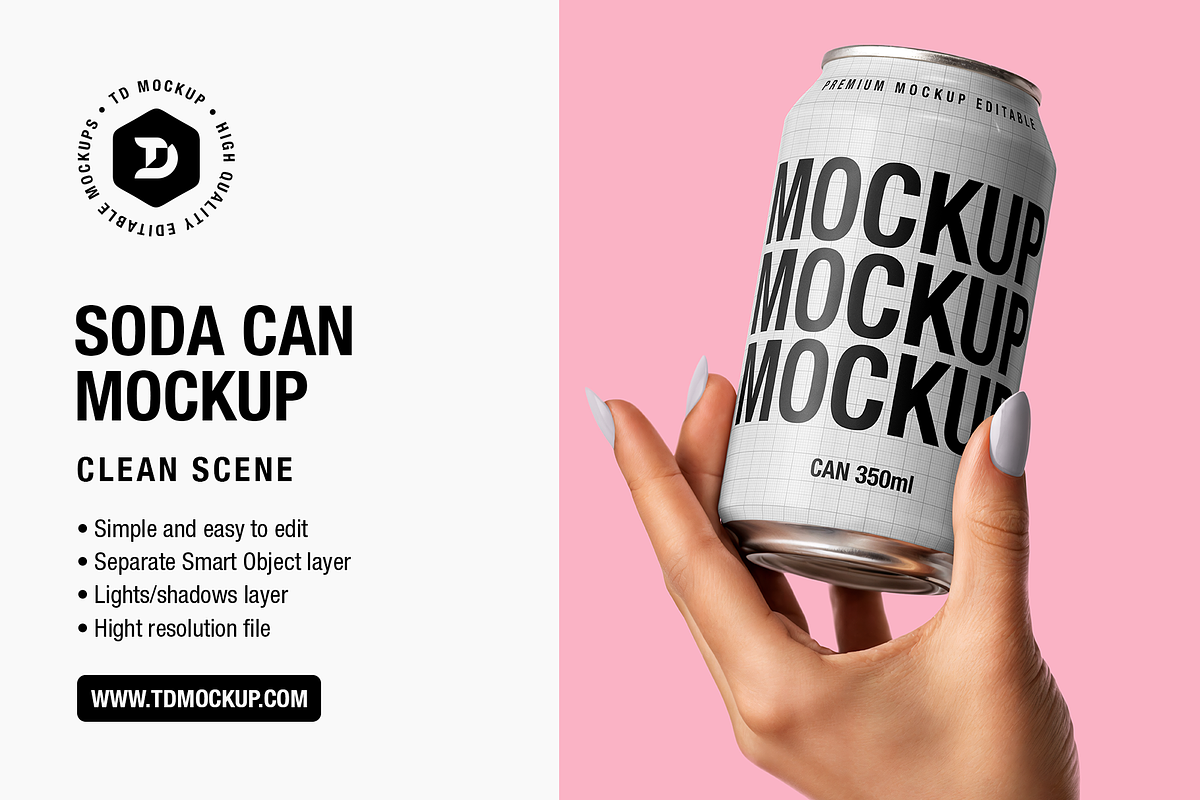 Soda Can Mockup - Clean Scene, a Mockup by TD Mockup