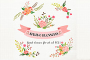 Blossoms - Watercolor floral ClipArt, an Illustration by DigitalCloud (Thumbnail 2 of 3)