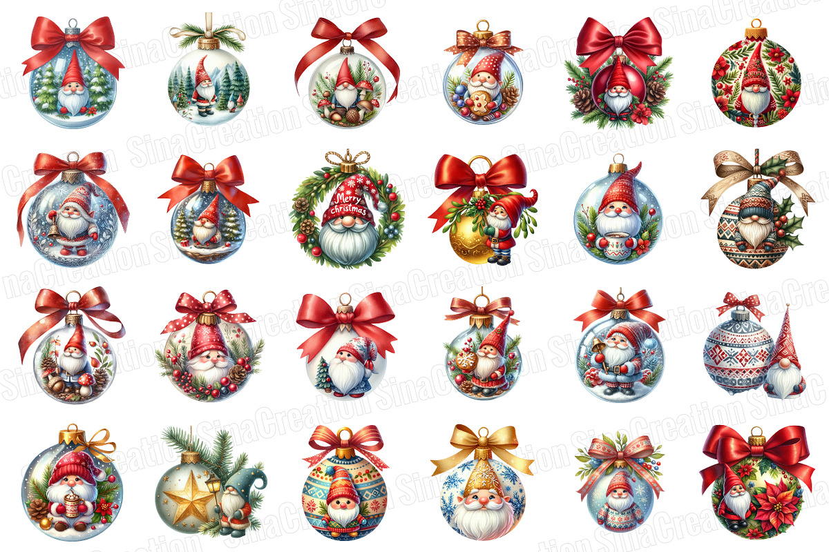 Gnome Christmas Ornamen Clipart PNG, an Illustration by SinaCreation (Photo 2 of 7)