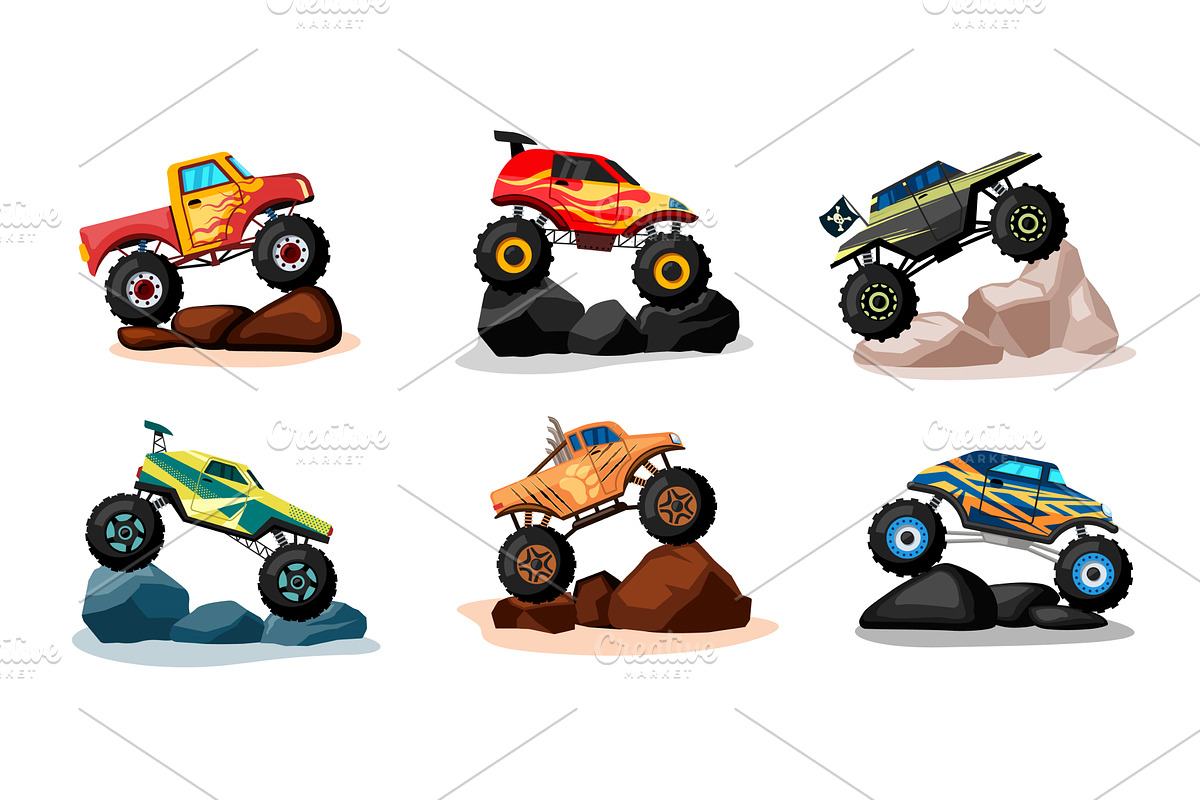 monster trucks. big wheels heavy, a Transportation Illustration by Multigon