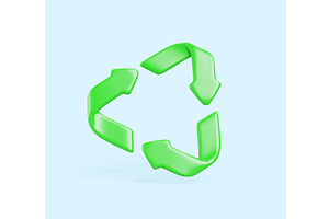 3d green recycling symbol render, an Environmental 3D Model by Marozhkastudio