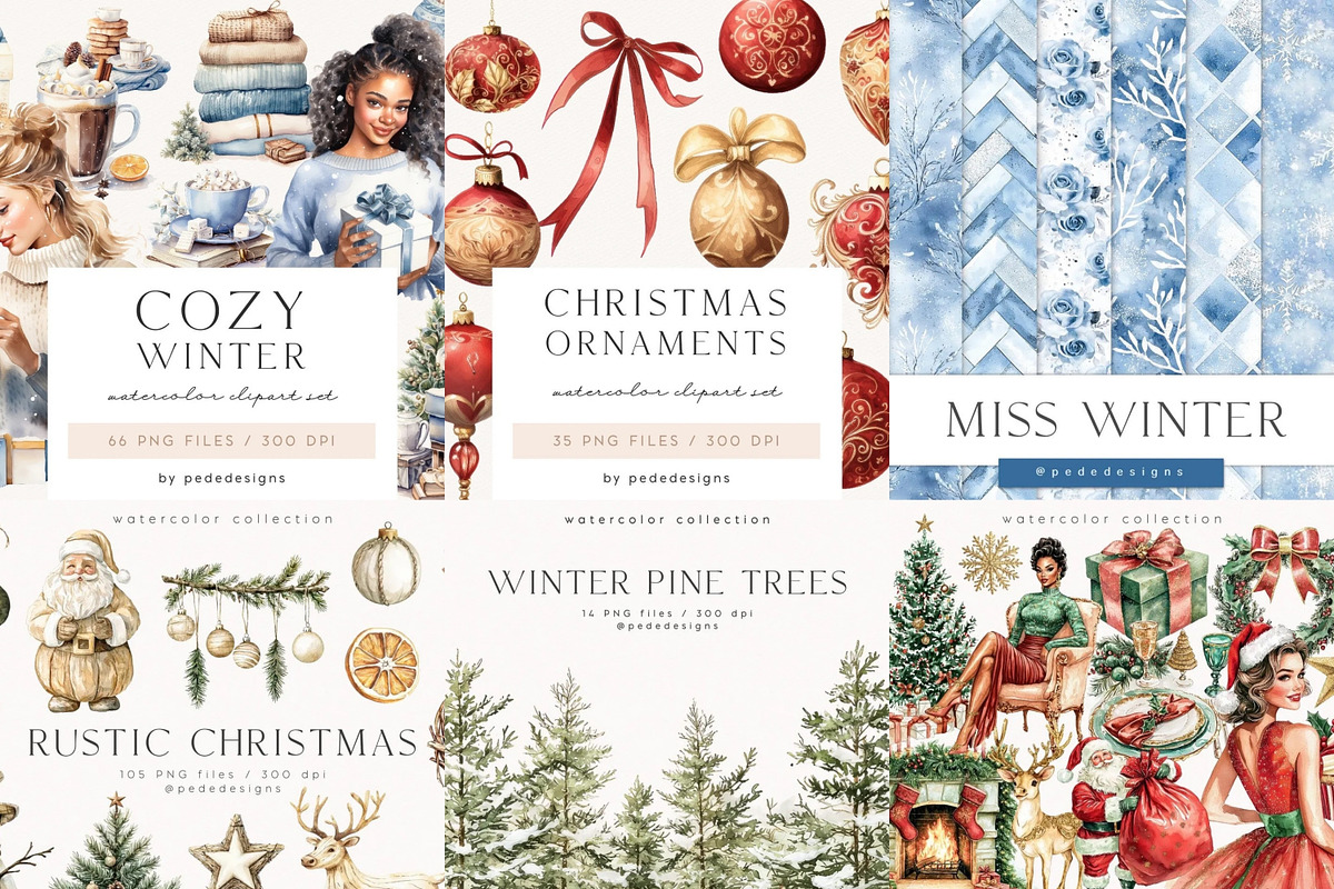 Winter & Christmas Mega Bundle 2000+, a Seasonal Illustration by PeDe Designs (Photo 9 of 18)
