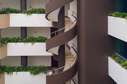 Modern apartment building interior, an Architecture Photo by DanFLCreativo
