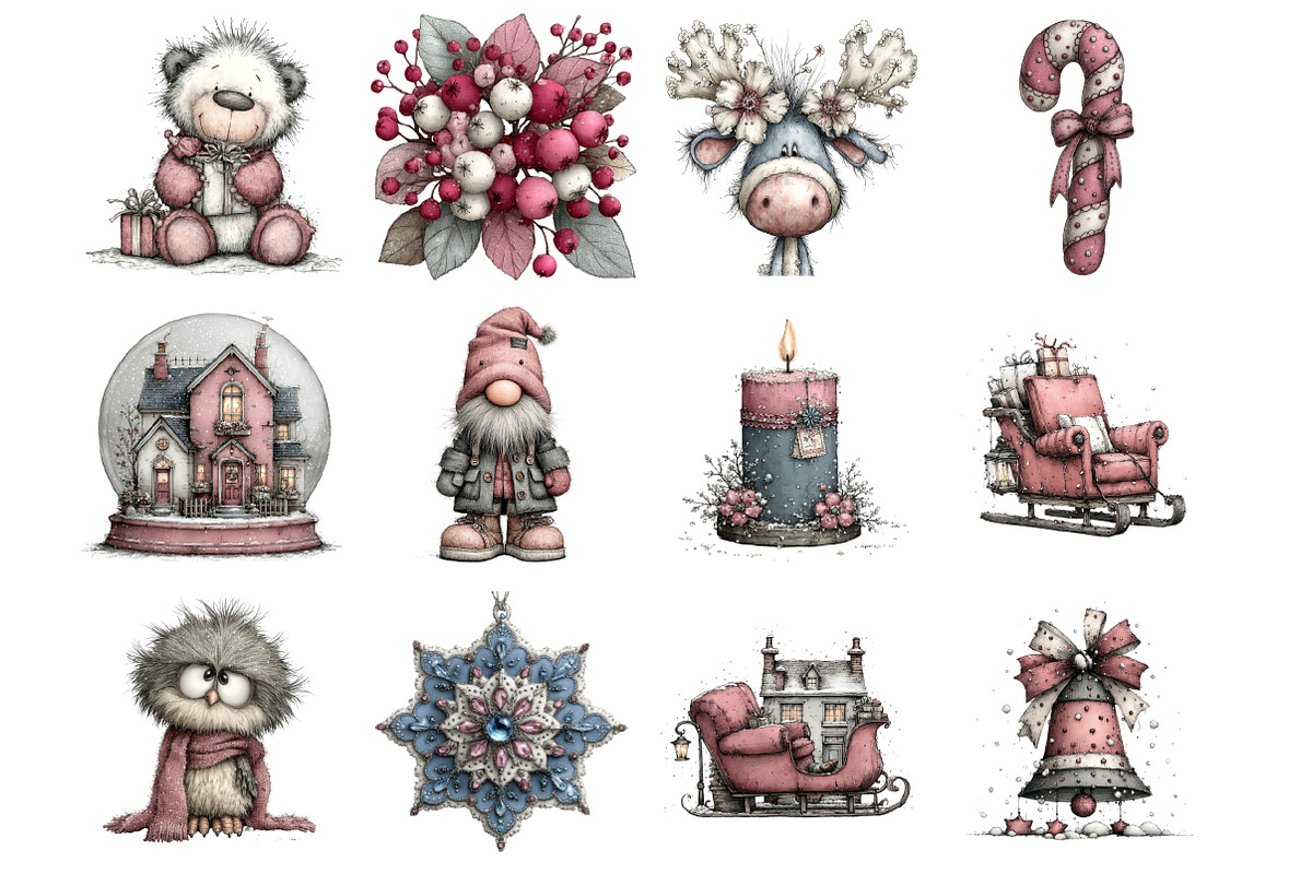 Whimsical Icy Blue Christmas Clipart, an Illustration by Design Market (Photo 2 of 3)