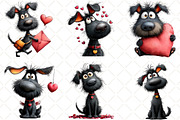 Quirky Valentine Day Black Dog, an Illustration by Black Bird Studio (Thumbnail 5 of 6)