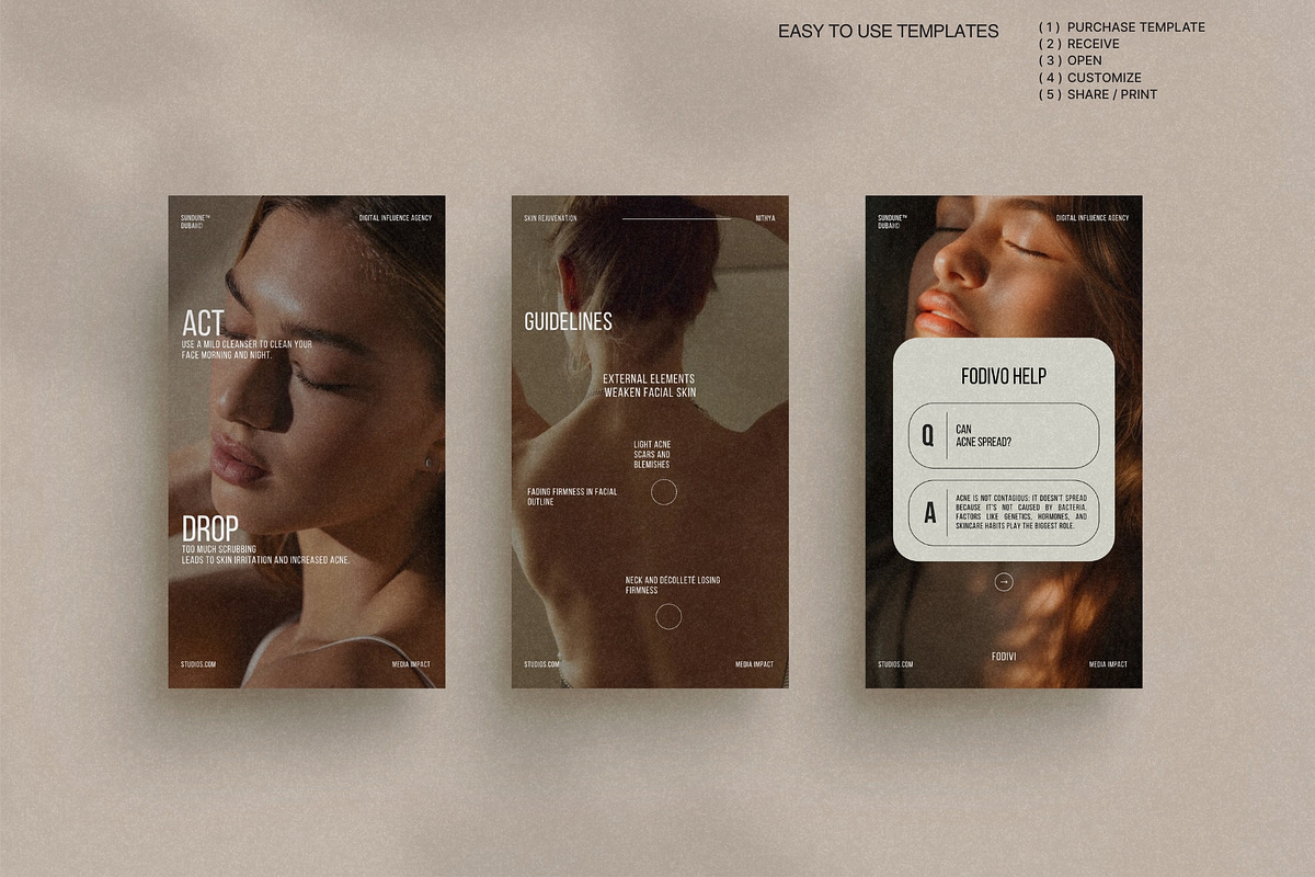 Modern Skincare Stories for Canva preview 4