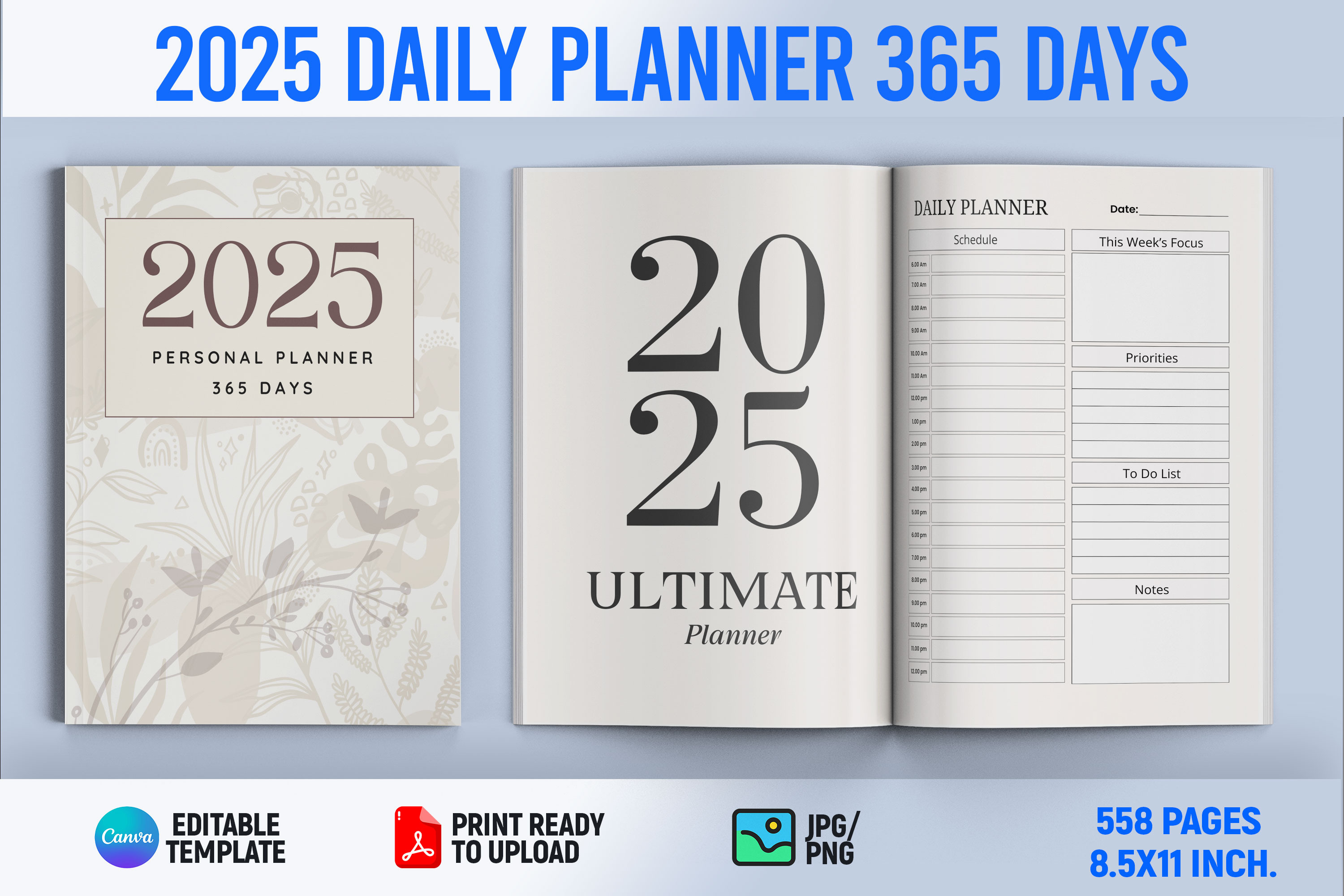 2025 Planner 365 Days | KDP Interior, a Design Template by Book2bees