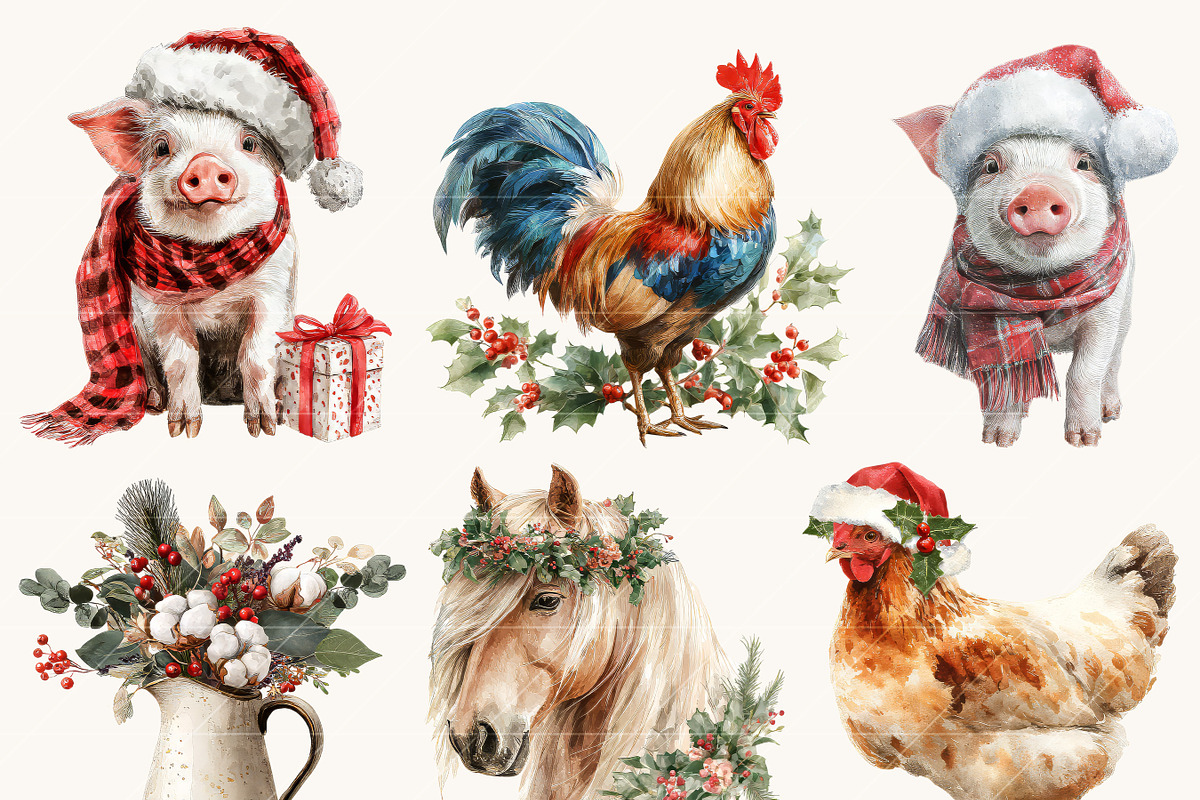 Cozy Barn Christmas Clipart Bundle, a Seasonal Illustration by Design Scotch (Photo 5 of 8)