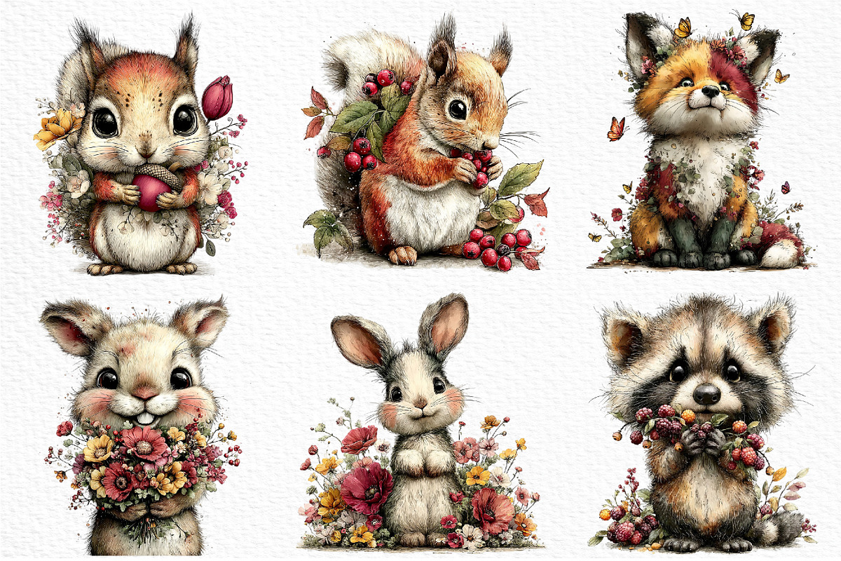 Summer Woodland Animals Clipart, an Illustration by Craft Nest (Photo 3 of 12)