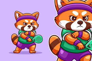Red Panda Padel Cartoon Mascot, an Animal Illustration by Gumrega Studio