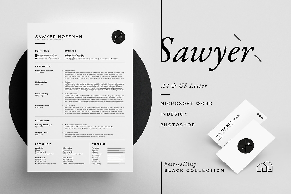Resume/CV - Sawyer, a Resume Template by bilmaw creative (Photo 1 of 3)