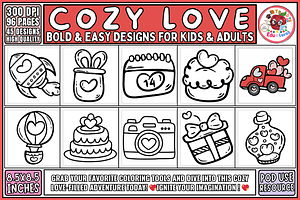 Cozy Love Bold & Easy Coloring Pages
