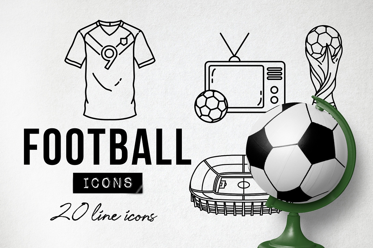 20 Football Soccer Icons World Cup, an Outline Icon by Hatch Design Workshop (Photo 1 of 8)