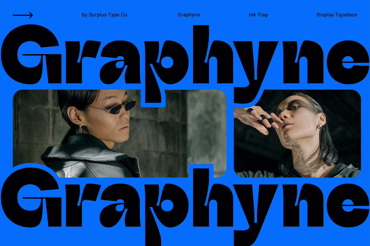 Graphyne - Ink Trap Display Font, a Sans Serif Font by Surplus Type Co (Photo 1 of 9)