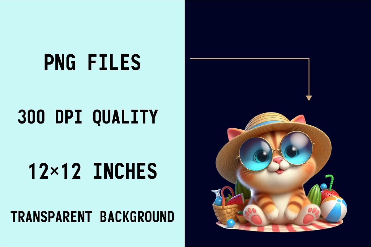 Funny Cat Summer PNG Sublimation Cli, an Illustration by SVGArt (Photo 5 of 8)