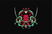 Samurai with Snakes, an Object Illustration by nomlimo.com (Thumbnail 1 of 3)