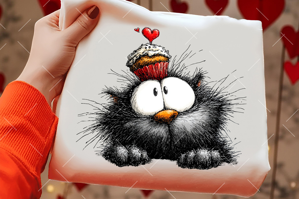 Valentine Peeking Black Cat Clipart, an Illustration by OK Design (Photo 5 of 6)