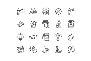 Line Marketing Strategy Icons