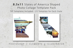 8.5x11 State Shaped Photo Templates