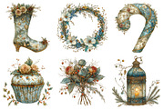 Vintage Floral Christmas Clipart Bun, an Illustration by Daily.Designs (Thumbnail 2 of 5)