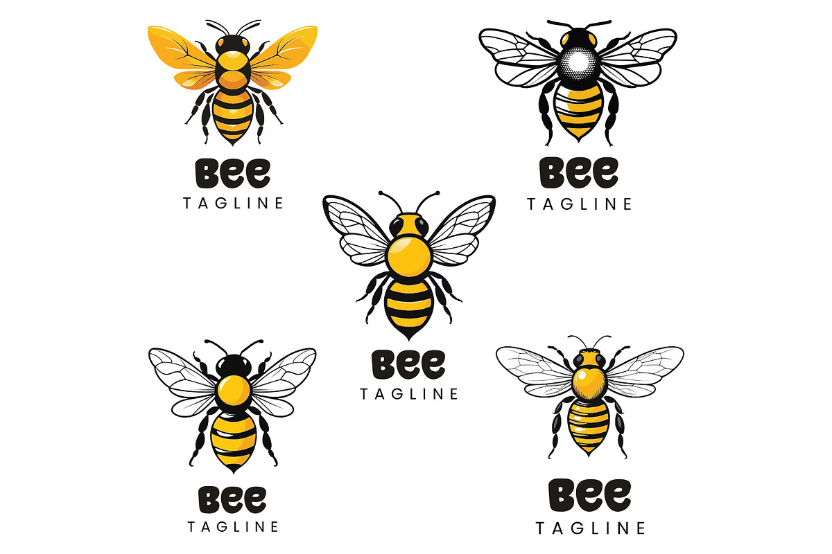 Honey Bee logo 5 different variation, a Branding & Logo Template by AyyazMomin (Photo 1 of 7)