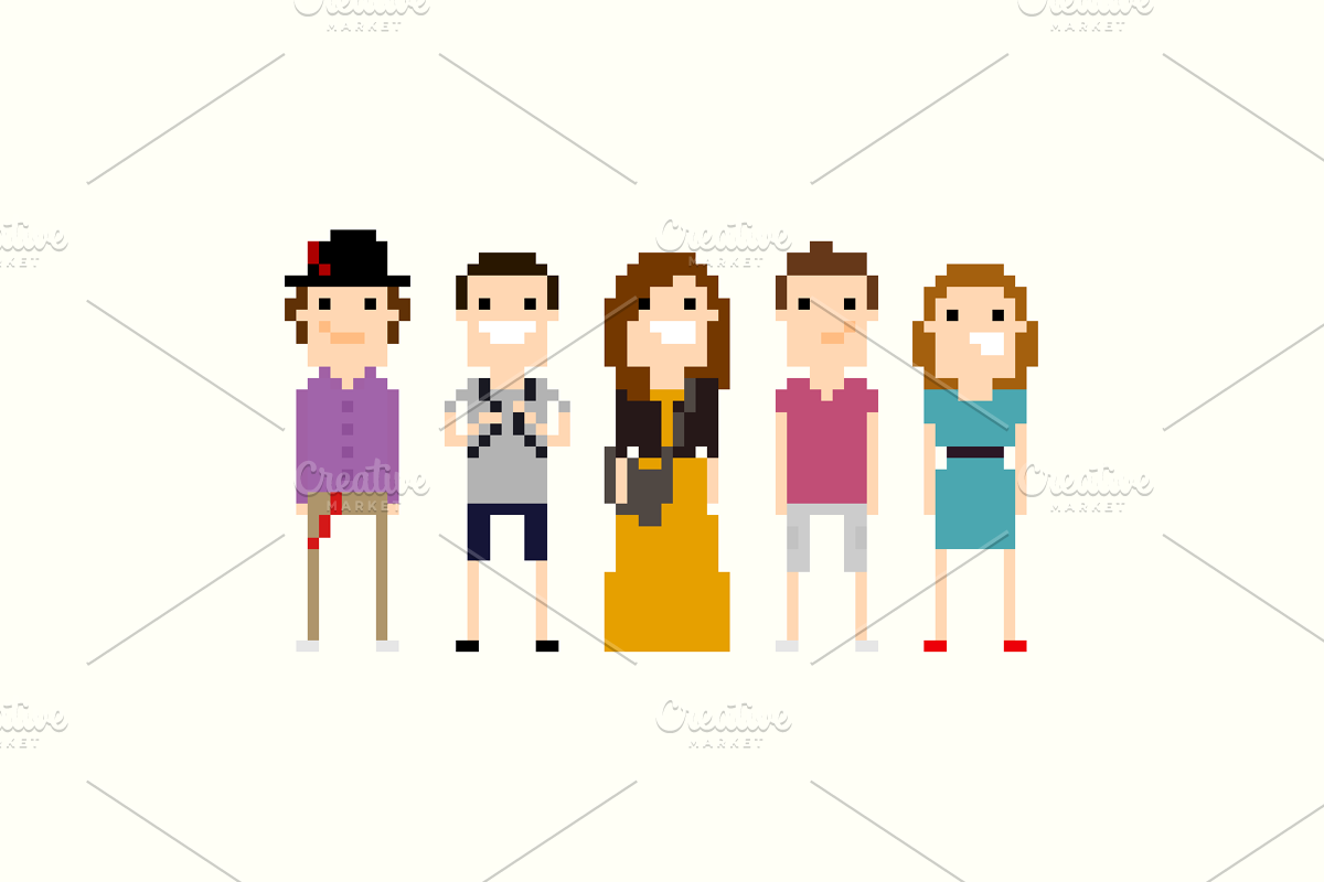 54 Vector Pixel Art characters, a Person Illustration by chewkotski (Photo 3 of 8)