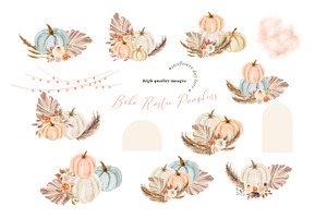 Boho Rustic Pumpkin Clipart