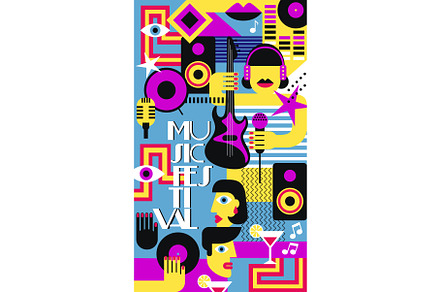 Abstract geometric music festival, an Illustration by winwin.art