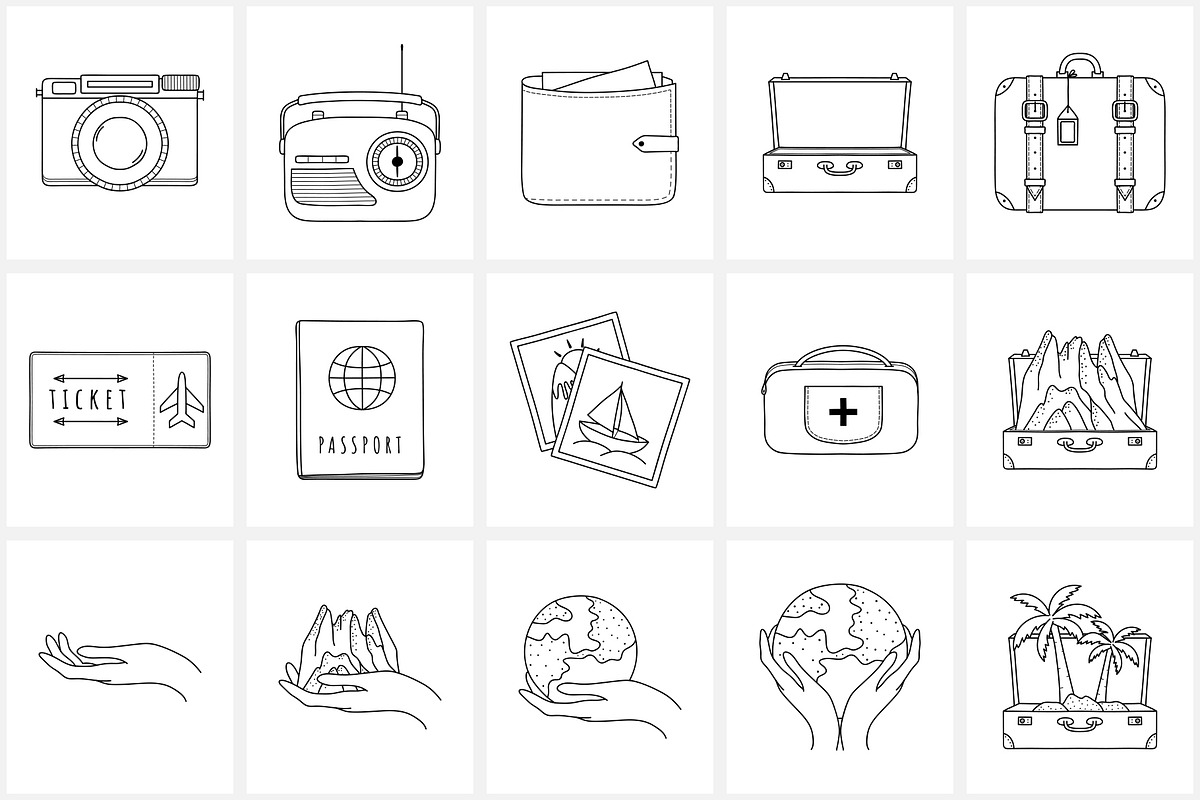 Hand Drawn Line Travel Icons, an Outline Icon by NatalieArtShop (Photo 12 of 16)