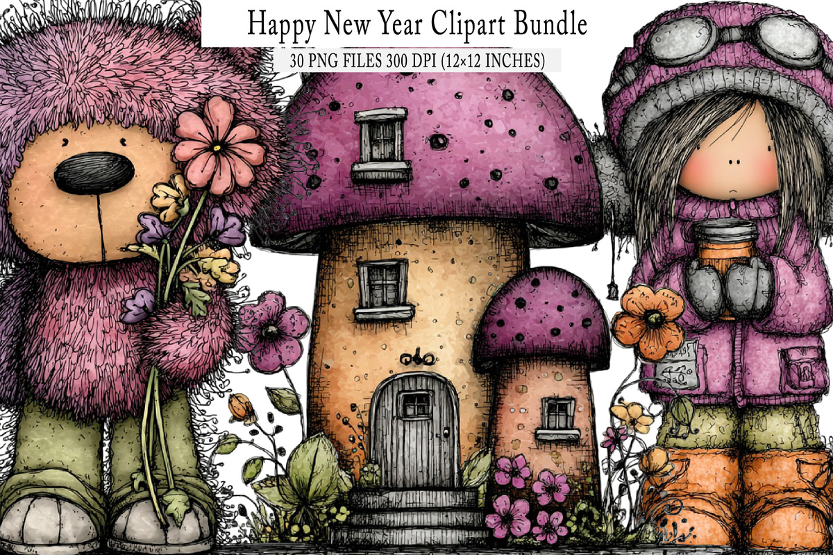 Happy New Year Clipart, an Illustration by SinaCreation (Photo 1 of 7)