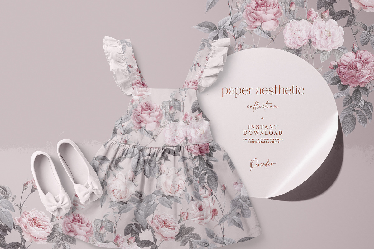 Pastel Pink Flowers Paper Pack, a Pattern Graphic by paper aesthetic (Photo 4 of 9)