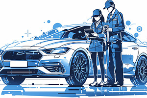 Automotive service team inspecting a car for repairs and maintenance, a Photo by AS photostudio
