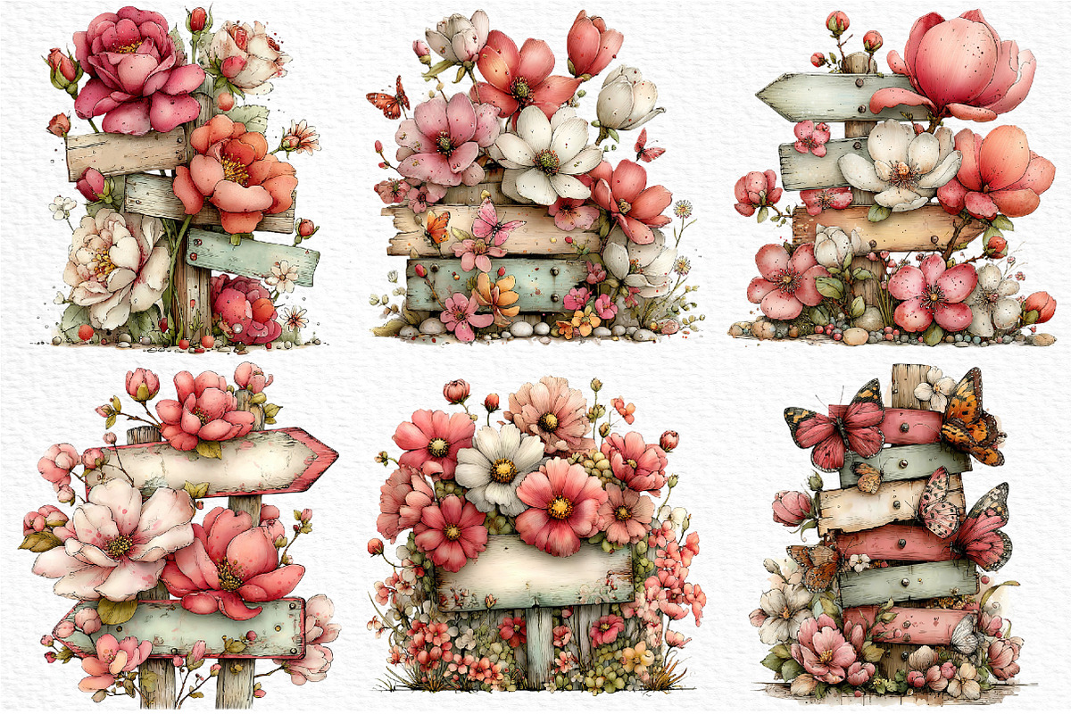 Whimsical Spring Signpost Clipart, an Illustration by Craft Nest (Photo 4 of 11)